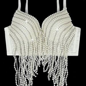 Pearl/Rhinestone Women's Bra Top